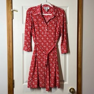 Donna Morgan~Size 6~Red Hot Geometrical Retro  Design Dress~Knee Length